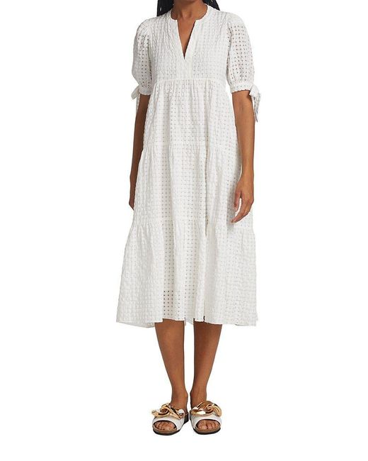 English Factory Puffsleeve Mididress in White Lyst