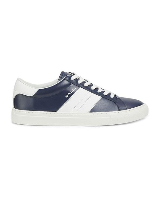 Bally Blue Logo Leather Low-Top Sneakers for men