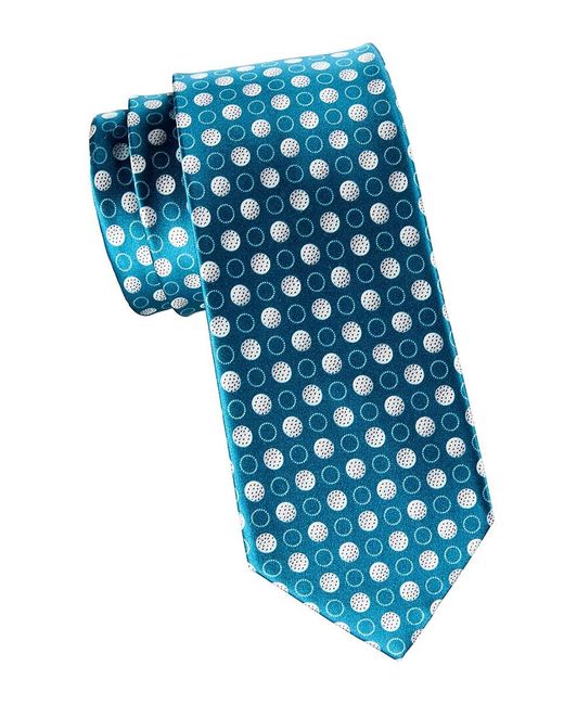 Brioni Blue Polka Dot Silk Tie for men