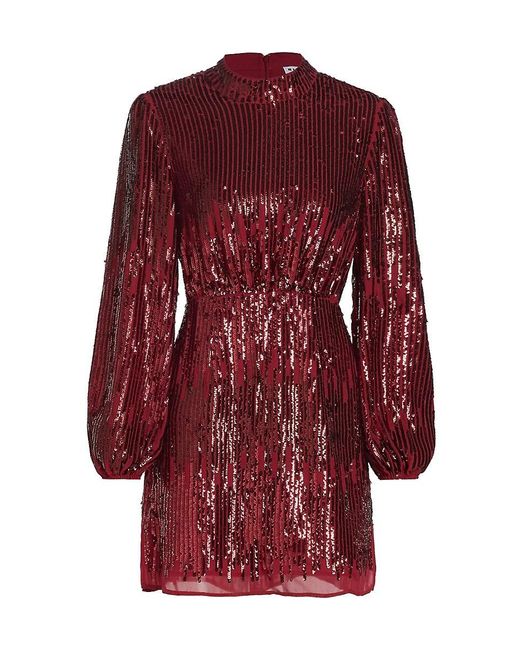 Rixo Red Samantha Sequined Minidress
