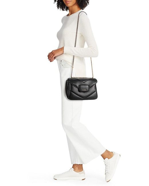 Karl Lagerfeld Black Fleur Quilted Crossbody Bag
