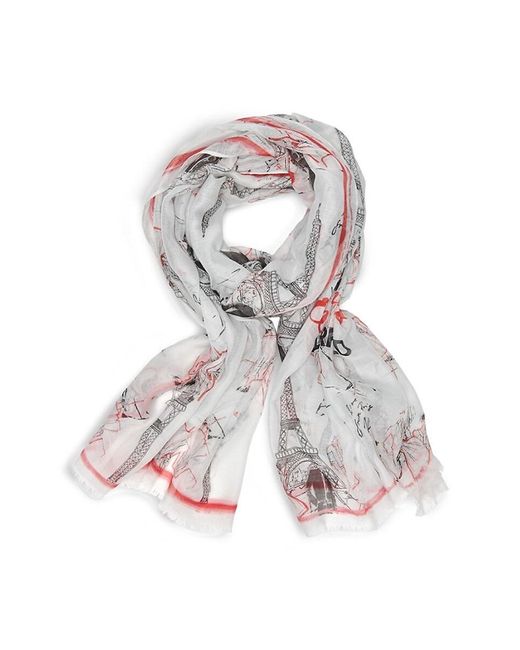 Karl Lagerfeld White Oversized Eiffel Sketch Scarf