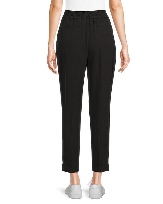 Calvin Klein Black Elastic-Waist Tailored Pants