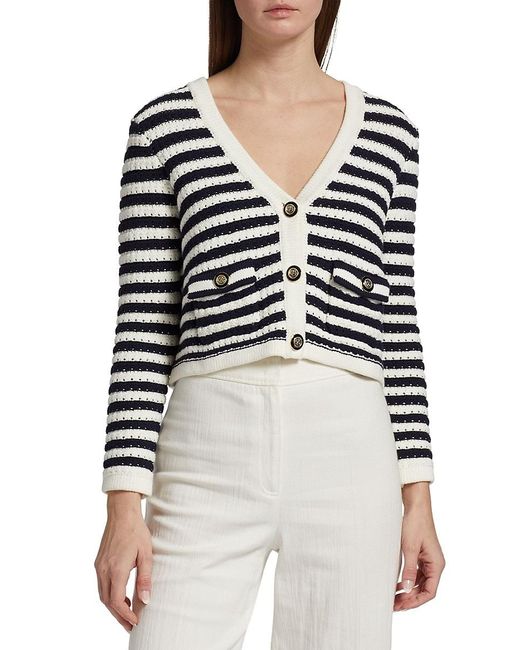 Ba&sh White Gamden Stripe Cropped Cardigan