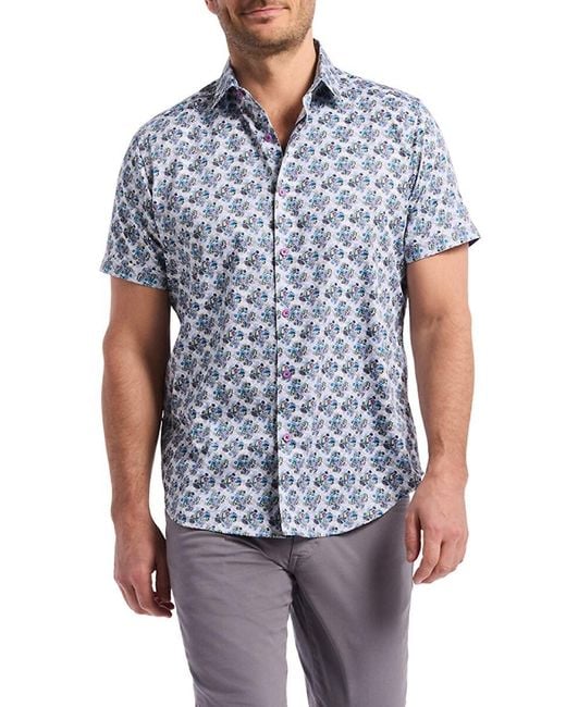 Robert Graham Blue Lowndes Printed Cotton Shirt for men