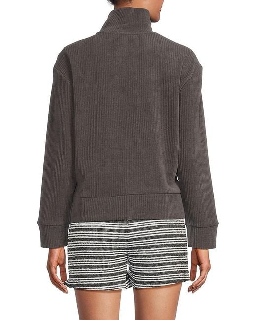 Andrew Marc Gray Luxe Ribbed Mock Turtleneck Pullover
