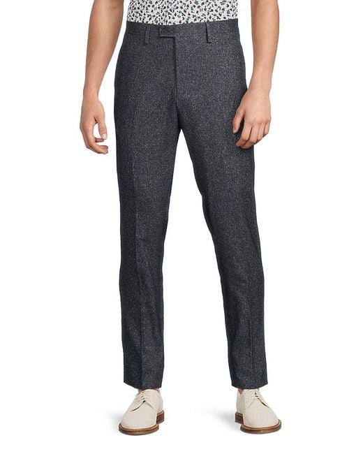 Sartorio Napoli Blue Slub Wool-Silk Trousers for men