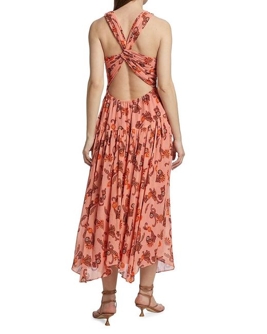 A.L.C. Red A. L.c. Jaylin Ruched Cotton-silk Halter A-line Dress