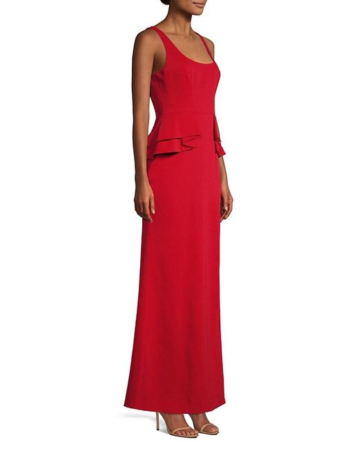 BCBGMAXAZRIA Red Bcbgmaxazria Peplum Crepe Gown