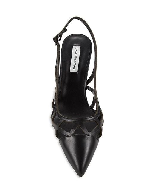 Saks Fifth Avenue Natural Josephine 70mm Leather Cutout Slingback Pumps