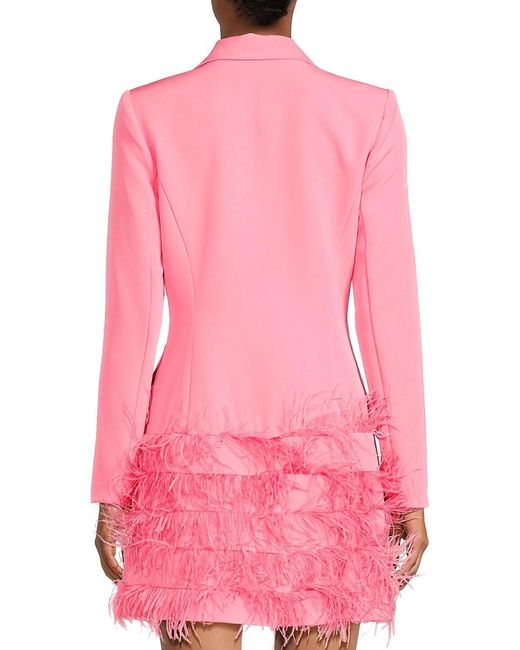 Bebe Pink Feather Trim Blazer Minidress