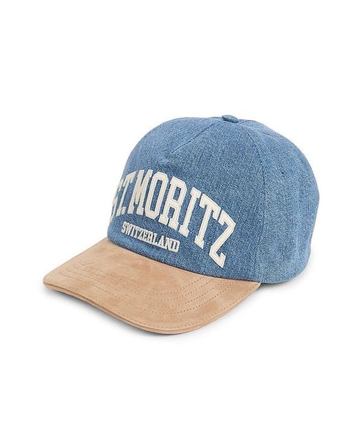 Bally Blue St. Moritz Switzerland Suede & Denim Hat for men