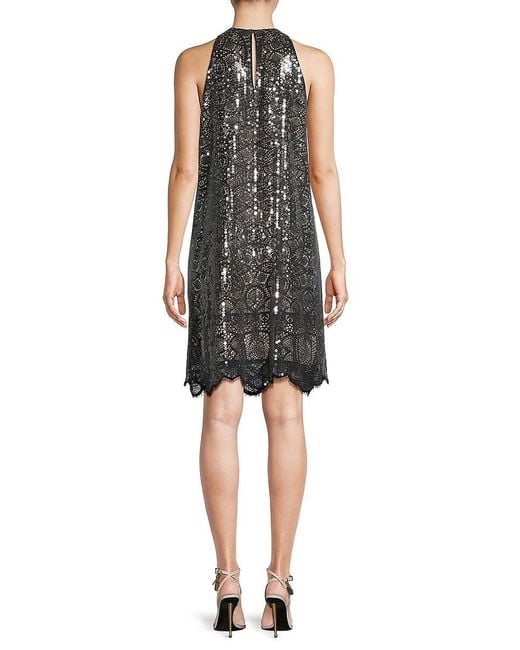 Kobi Halperin Black Maya Sequined Lace Sheath Dress