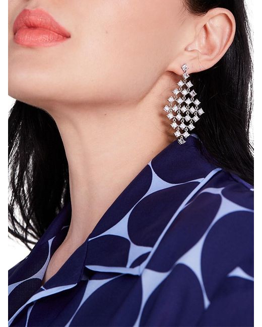 Kate Spade White Silvertone & Cubic Zirconia Drop Earrings