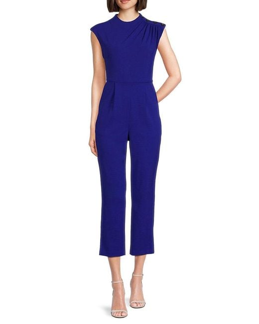 Calvin Klein Blue Pleated Cropped Jumpsuit