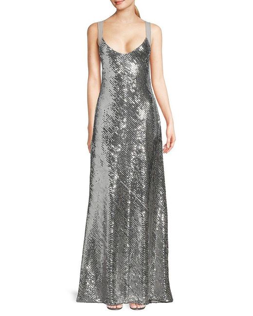 Galvan London Beating Heart Sequin Fit & Flare Gown in Gray | Lyst