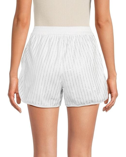 Generation Love White Cassio Crystal-Embellished Cotton-Blend Shorts