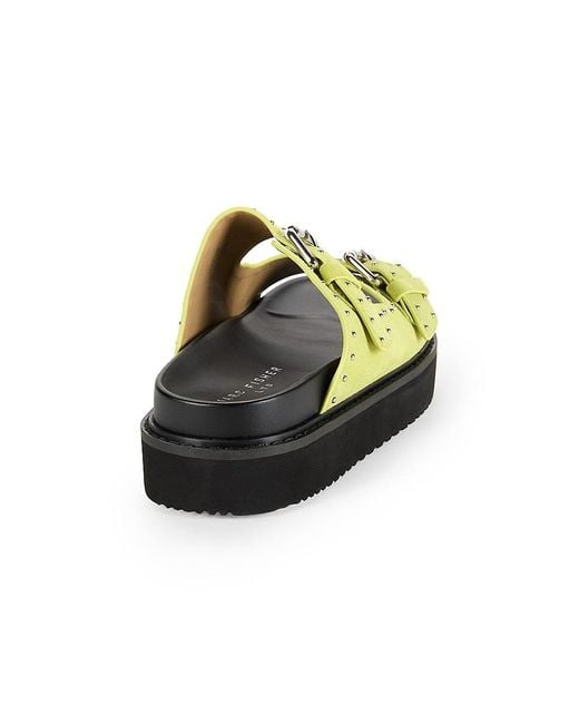 Marc Fisher Green Mlagusta Dual Buckle Leather Sandals