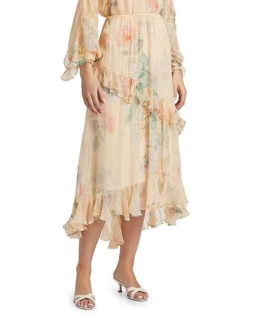 Zimmermann Natural Tiered Floral Skirt