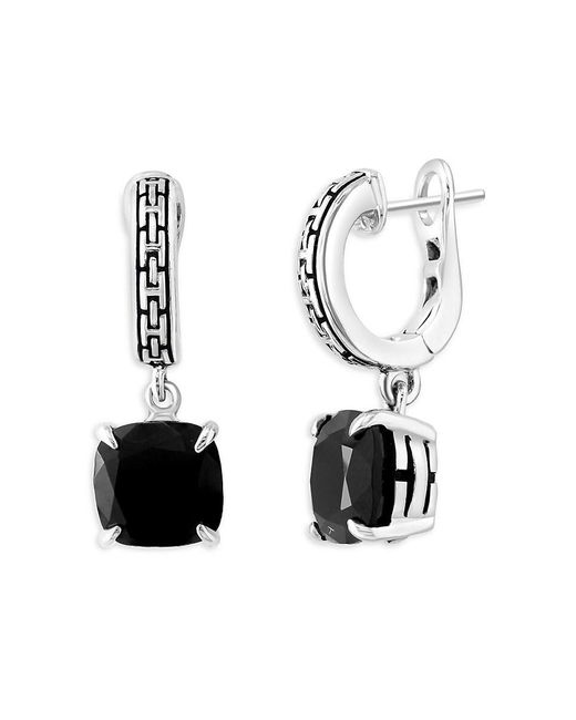 Effy White Sterling Silver & Onyx Huggie Earrings