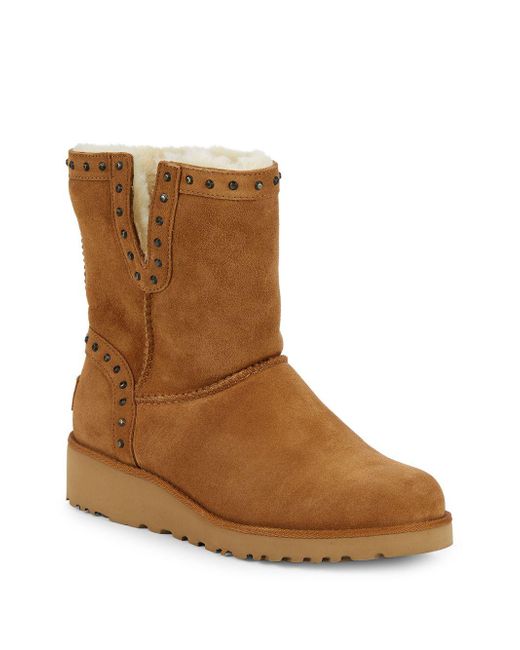 UGG Cyd Lamb Shearling Studded Boots in Brown | Lyst