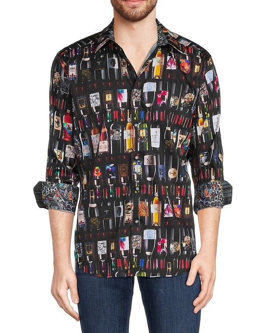 Robert Graham Black Alaskan Classic Fit Wine Bottle Shirt for men