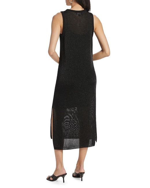 If Only Studio Black Metallic Knit Scoopneck Midi-Dress