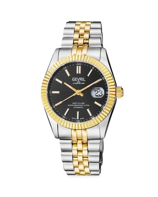 Gevril Metallic West Village 40Mm Stainless Steel Swiss Automatic Bracelet Watch for men
