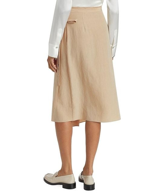 Vince Natural Asymmetric Wrap Midi-Skirt