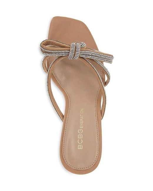 BCBGeneration Selma Embellished Bow Sandals in Natural Lyst