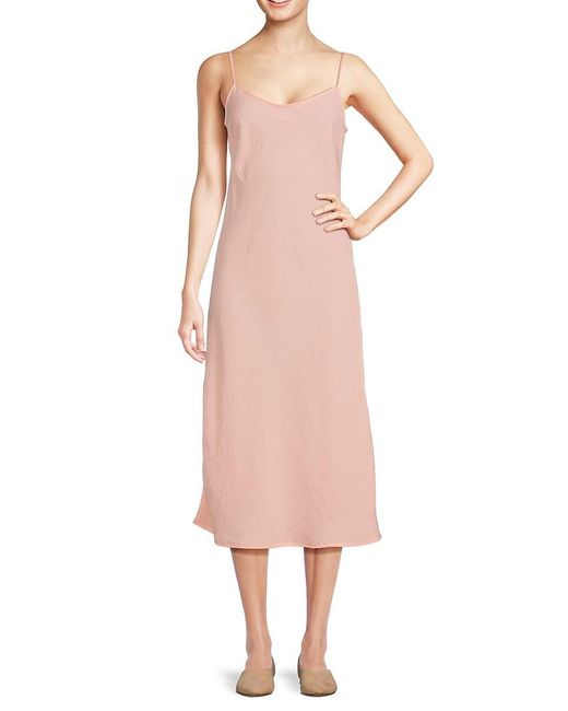 Bobeau Pink Solid Slip Dress