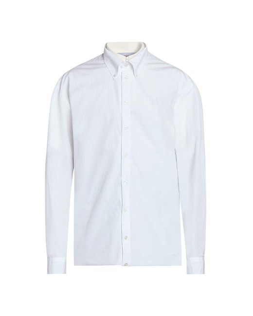 Bluemarble White Foldover Layered Cotton Poplin Shirt for men