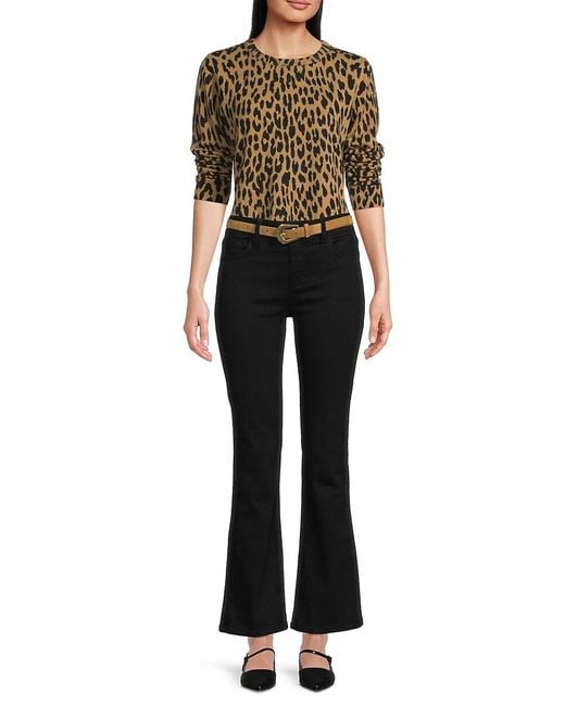 Saks Fifth Avenue Black Print 100% Cashmere Sweater