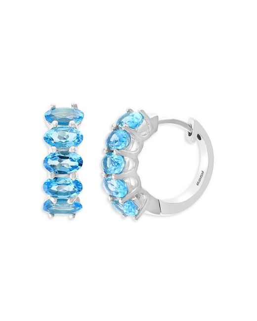 Effy Sterling Silver & Blue Topaz Huggie Earrings
