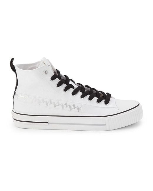 Karl Lagerfeld White Logo Canvas High Top Sneakers for men