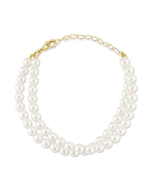 Chloe and Madison White 14K Goldplated & Rhodium Plated Double Strand Imitation Pearl Bracelet