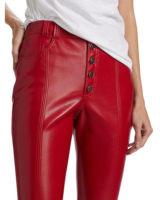 Cinq À Sept Red Roxette Faux-leather Crop Pants