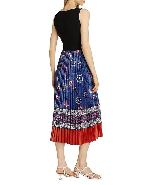 Tahari Blue The Mave Pieced Midi-dress
