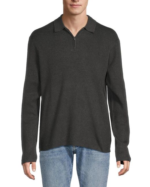 Kenneth Cole Green Ribbed Quarter Zip Up Polo for men