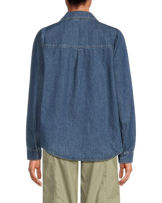 DKNY Blue Gathered Shoulders Denim Shirt