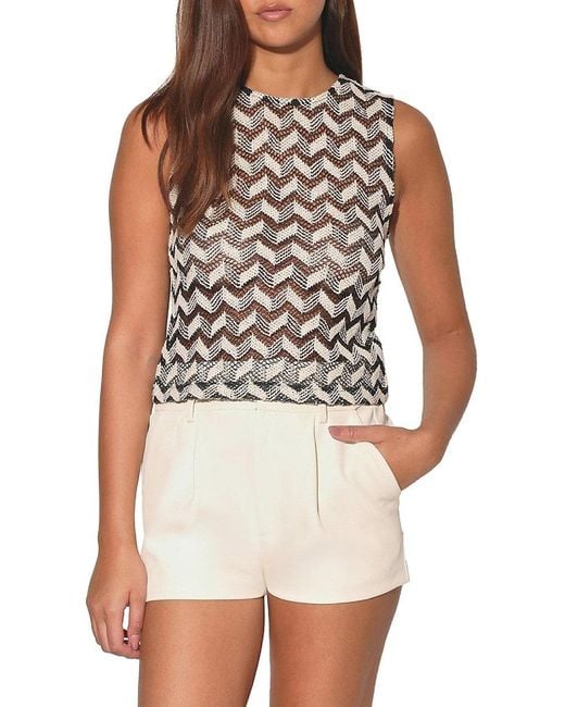 Walter Baker White Nanette Chevron-Pattern Sleeveless Top