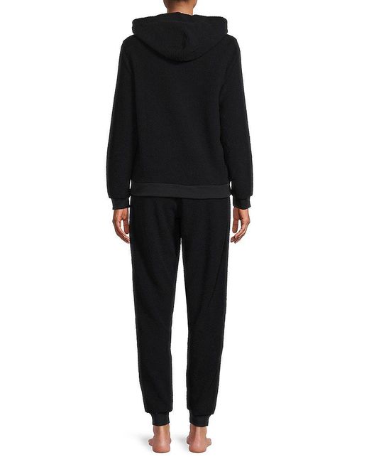 Calvin Klein 2-piece Faux Shearling Hoodie & joggers Set in Black | Lyst