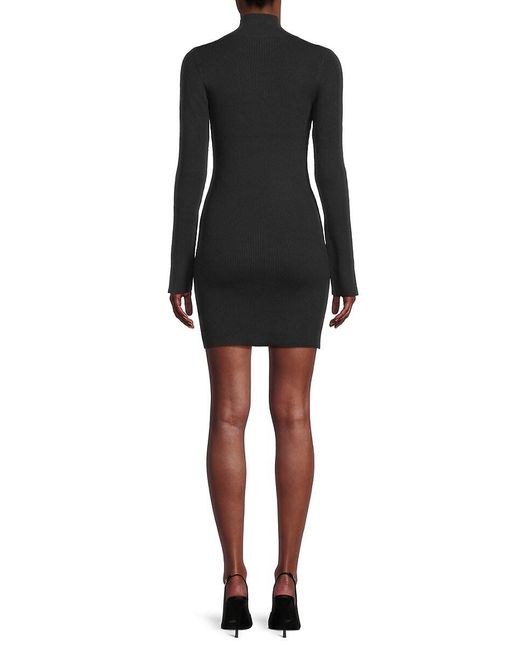 French Connection Black Lydia Ribbed Knit Bodycon Dress