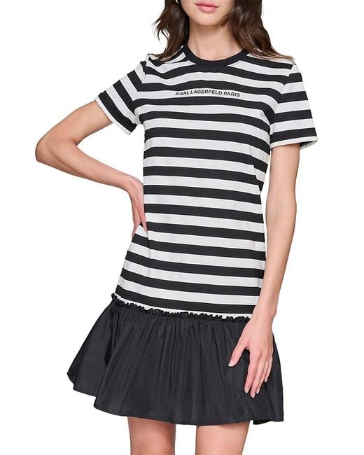 Karl Lagerfeld Red Striped Logo Minidress