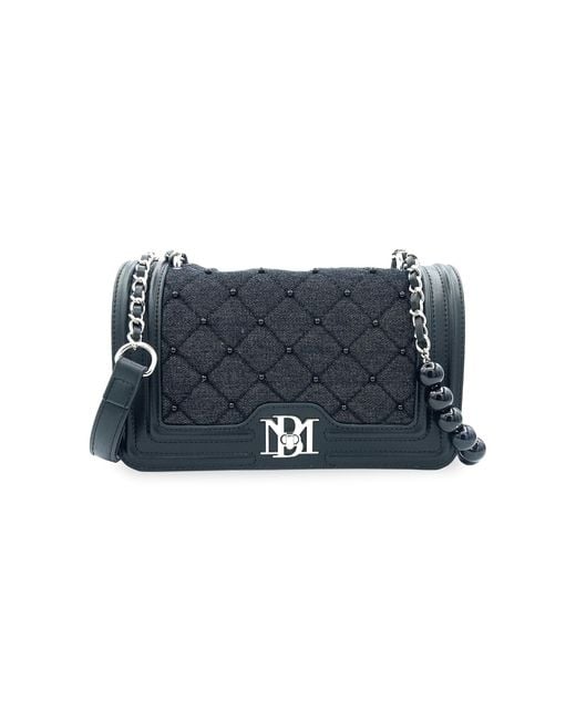 Badgley Mischka Quilted & Beaded Denim Shoulder Bag in Black (Blue) Lyst