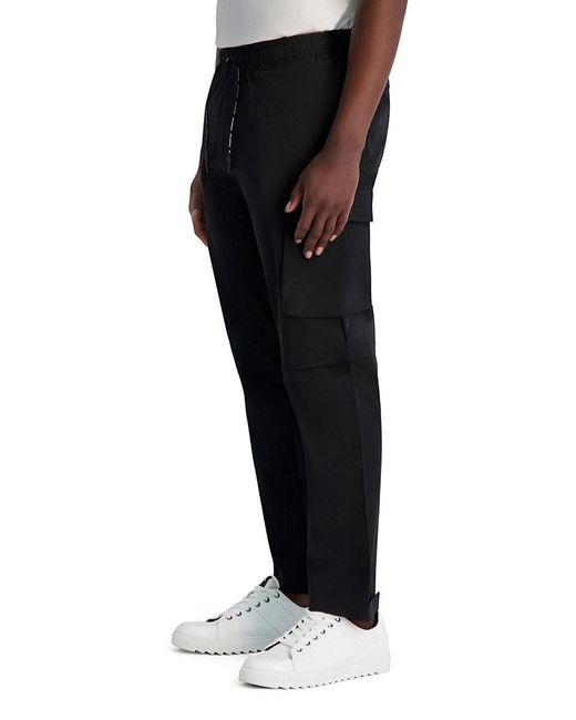 Karl Lagerfeld Black Drawstring Cargo Pants for men