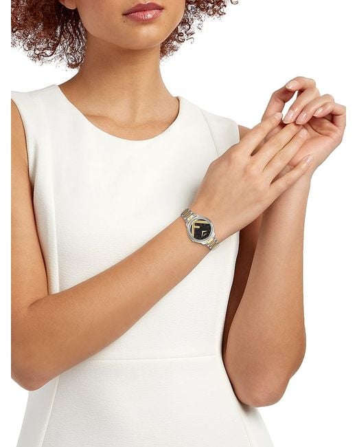 Fendi White Run Away Two-Tone Stainelss Steel Bracelet Watch/36Mm
