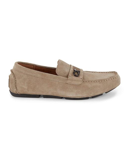 Calvin Klein Gray Martin Suede Driving Loafers for men