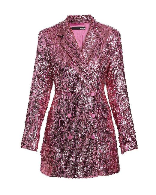 ROTATE BIRGER CHRISTENSEN Red Sequined Double-Breasted Blazer Minidress