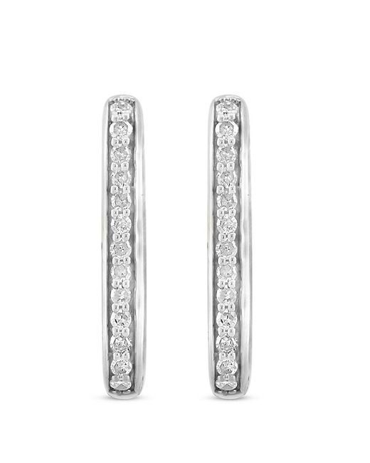 Effy ENY White Sterling & 0.14 Tcw Diamond Paperclip Hoop Earrings